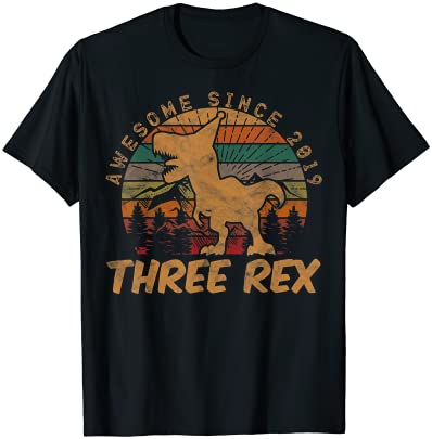 Three rex 3rd birthday gifts third dinosaur 3 year old t shirt men