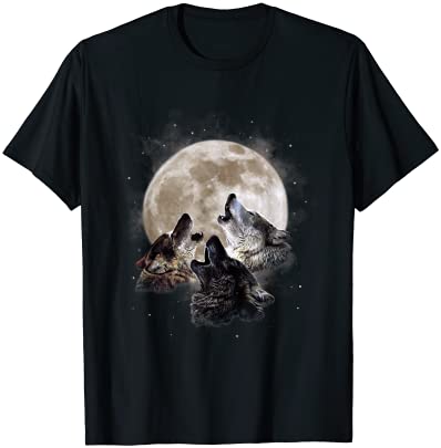 three wolves howling at the moon wolf lover t shirt men - Buy t-shirt ...