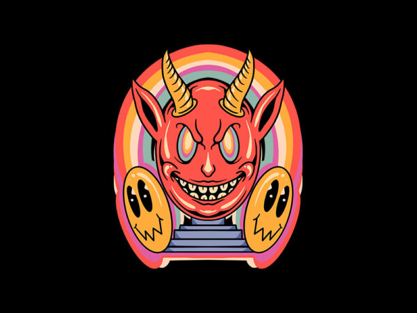 Trippy devil streetwear t shirt designs for sale