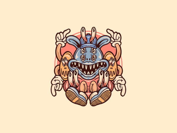 Trippy monster t shirt designs for sale