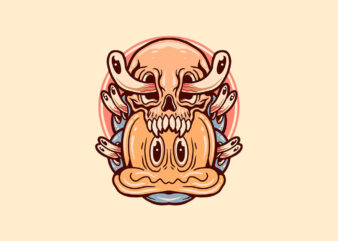 trippy skull cartoon