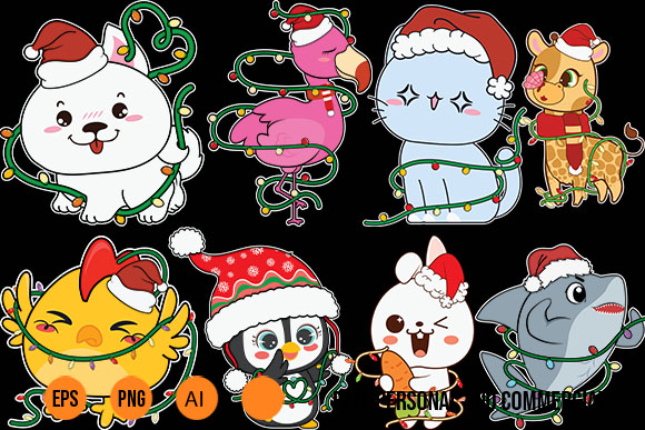 Chibi kawaii 20 christmas shirt svg designs bundle for circut chibi kawaii animals