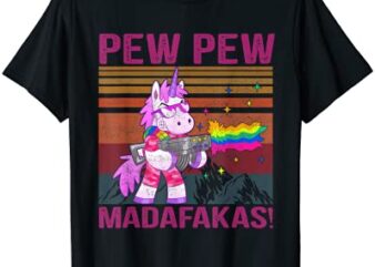 unicorn pew pew madafakas vintage crazy cat funny graphic t shirt men