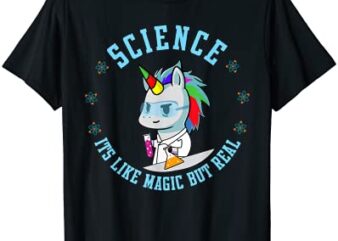 unicorn scientist funny science is like magic but real t shirt men