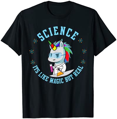 Unicorn scientist funny science is like magic but real t shirt men