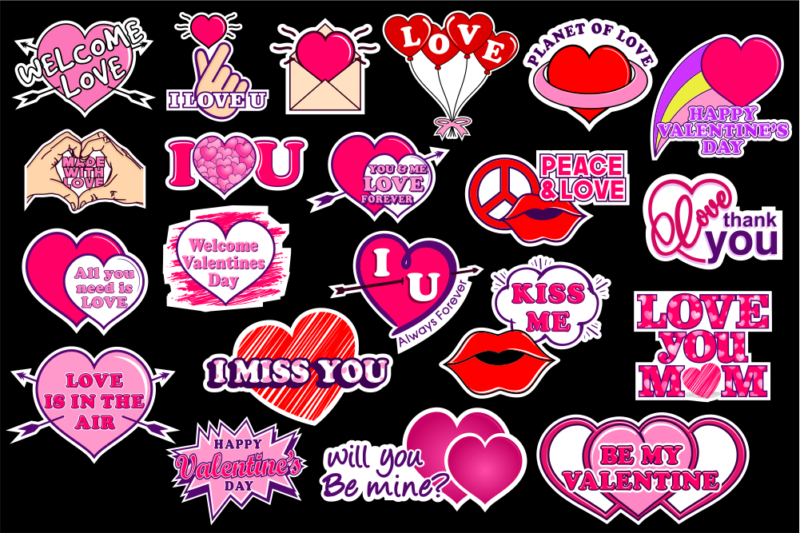 Valentines Day Stickers, Sticker Bundle