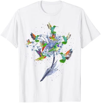 Vintage nature animal bird lover flowers pretty hummingbird t shirt men