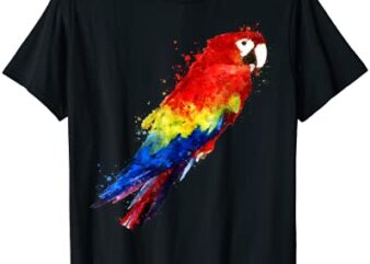 watercolour colourful scarlet macaw parrot bird painting t shirt men