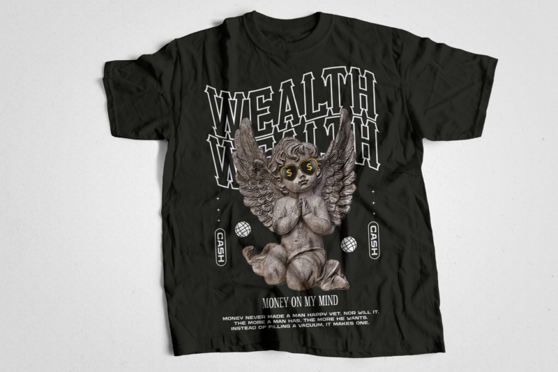 WEALTH trendy streetwear t shirt design and typography | Urban Streetwear T-Shirt Design Bundle, Urban Streetstyle, Pop Culture, Urban Clothing, T-Shirt Print Design, Shirt Design, Retro Design