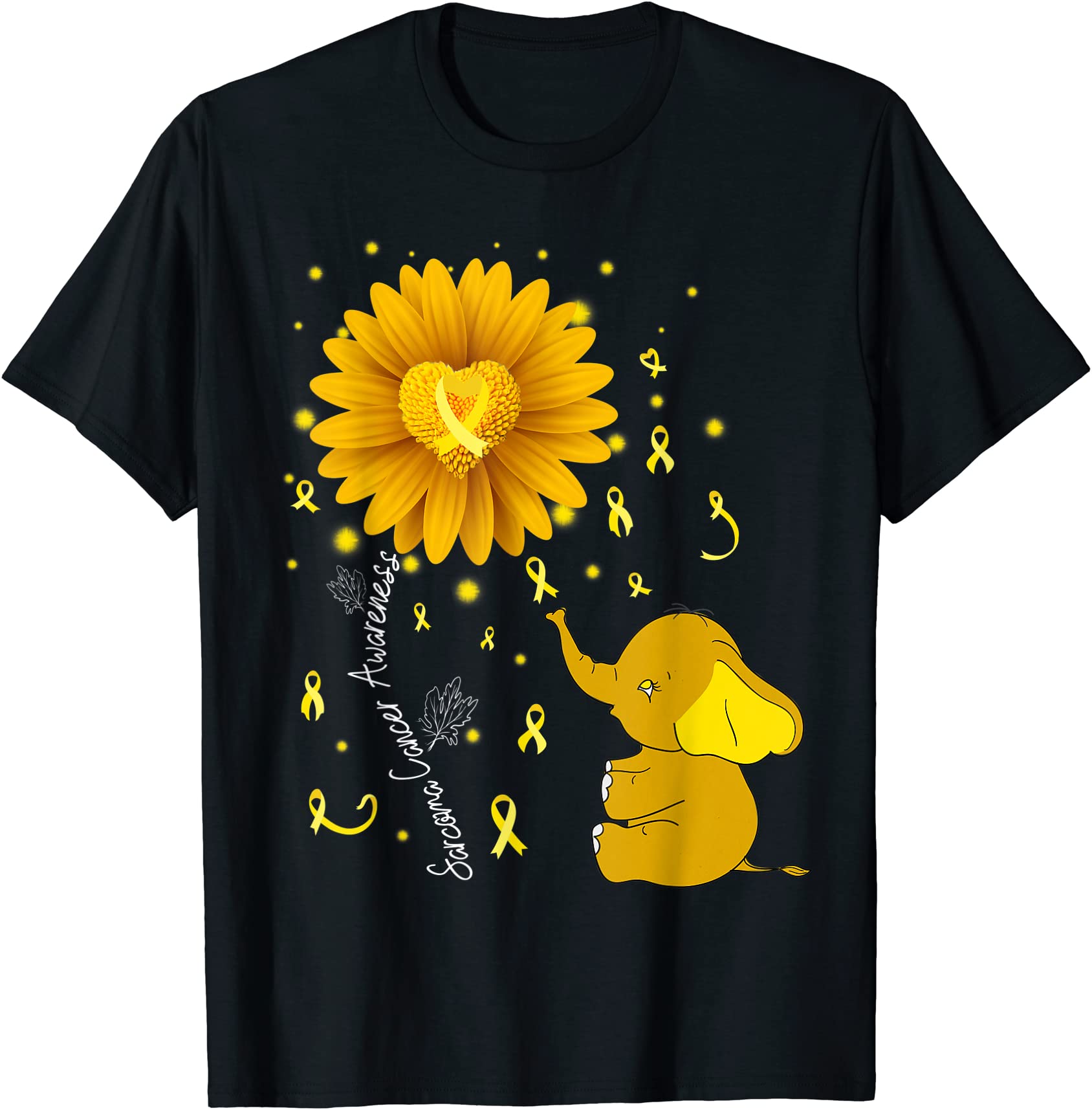 yellow ribbon daisy flower elephant sarcoma cancer awareness t shirt ...