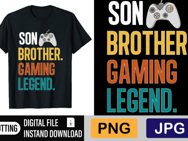 Son brother gaming legend t shirt template vector