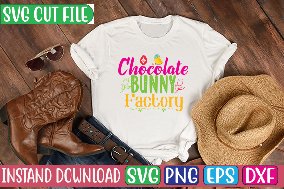 Chocolate bunny factory svg cut file t shirt vector file