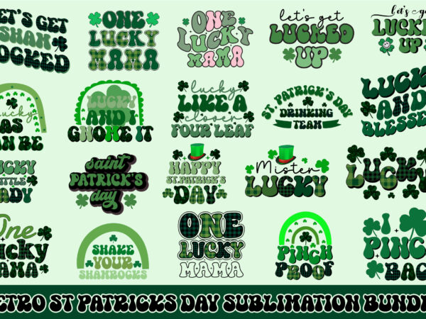 Retro st. patrick’s day sublimation bundle t shirt design online