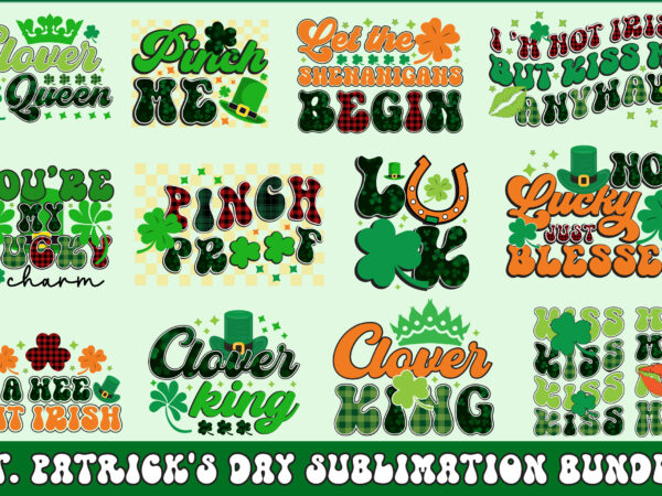 St. patrick’s day sublimation bundle t shirt template vector