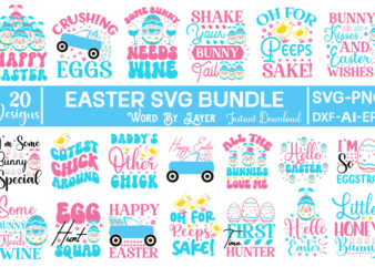 Easter T-Shirt Design Bundle Happy Easter SVG Bundle, Easter SVG, Easter quotes, Easter Bunny svg, Easter Egg svg, Easter png, Spring svg, Cut Files for Cricut,Easter SVG Bundle, Happy Easter