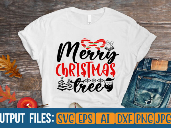 Merry christmas tree vector t-shirt design