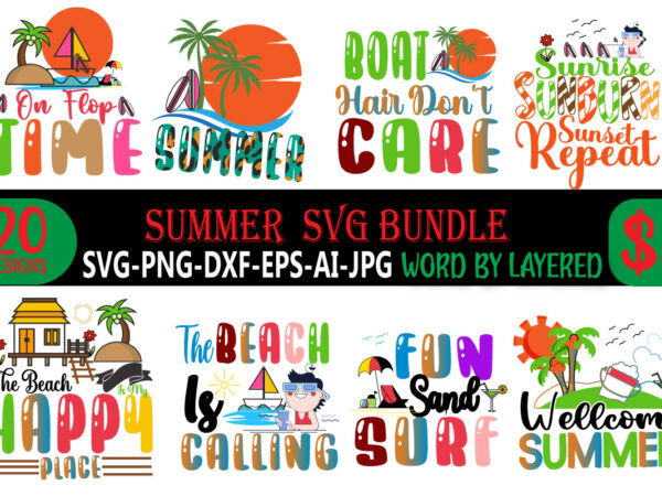 Summer vector t-shirt design bundle