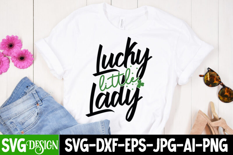 Lucky Little Lady T-Shirt Design, Lucky Little Lady SVG Cut File, St. Patrick's Day SVG Bundle, St Patrick's Day Quotes, Gnome SVG, Rainbow svg, Lucky SVG, St Patricks Day Rainbow,