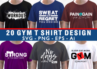 GYM & Fitness T Shirt Design Vector Bundle, Workout T Shirt Design Bundle, Sport T shirt Design Bundle,