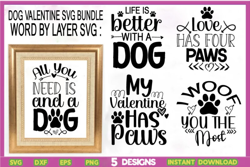 DOGVALENTINE SVG BUNDLE,My Dog is My Valentine Svg, Valentine's Day Svg, Valentine's Day Cut File, Dog Valentine Svg, Dog Svg, Commercial use, Cricut, Silhouette,Dog Valentine's Day SVG Bundle, Valentine's Day
