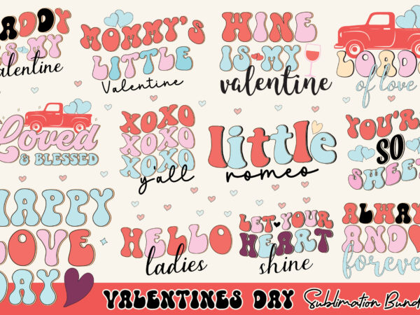 Retro valentines day sublimation bundle t shirt design online