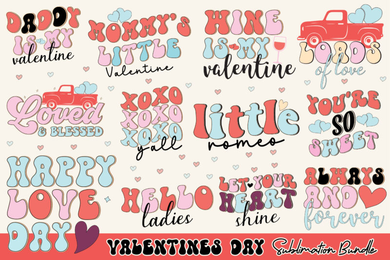 Retro Valentines Day Sublimation Bundle