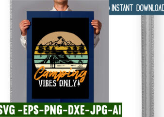 Camping vibes only T-shirt Design,campking t-shirt design, camping t shirt design, camping t shirt design ideas, retro camping t shirt design, best camping t shirt design, i love camping t