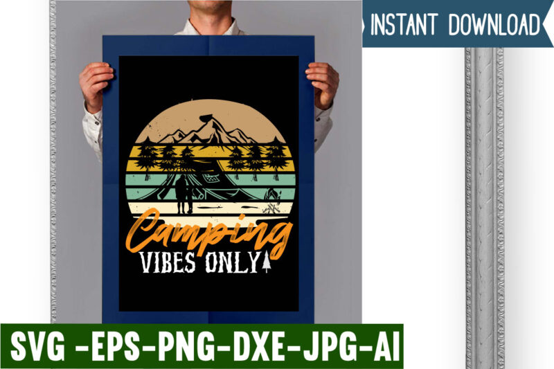 Camping vibes only T-shirt Design,campking t-shirt design, camping t shirt design, camping t shirt design ideas, retro camping t shirt design, best camping t shirt design, i love camping t