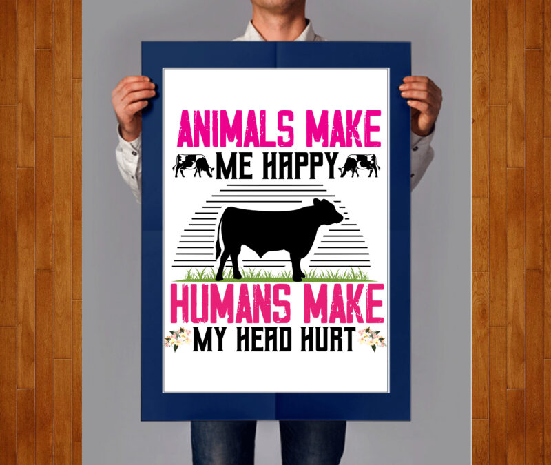 Animals Make Me Happy Humans Make My Head Hurt T-shirt Design,cow, cow t shirt design, animals, cow t shirt, cat gifts, cow shirt, king cavalier dog, dog cavalier, king spaniel