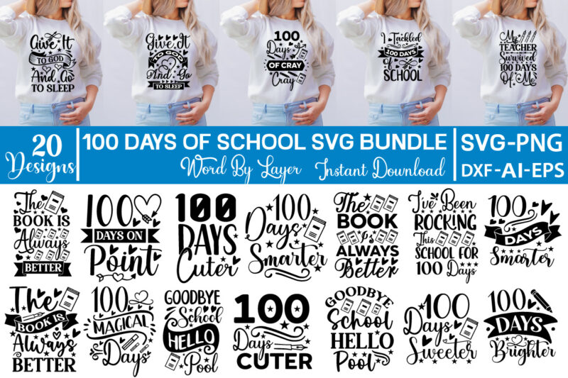 100 Days Of School Svg Bundle 100 Days of School SVG Bundle, 100th Day of School svg, 100 Days svg, Teacher svg, School svg, School Shirt svg, Sports svg, Cut