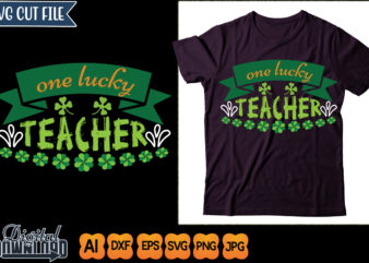 one lucky teacher t shirt design online