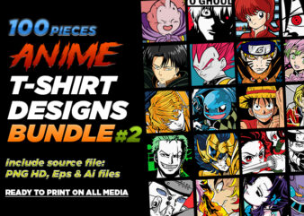 100 Anime Vectors T-shirt Designs Bundle #2