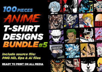100 Anime Vectors T-shirt Designs Bundle #5