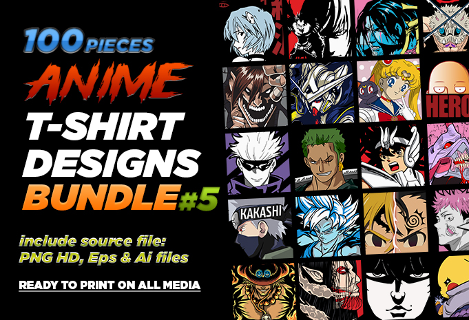 100 Anime Vectors T-shirt Designs Bundle #5 - Buy t-shirt designs 100 Anime Vectors T-shirt Designs Bundle #5 - Buy t-shirt designs