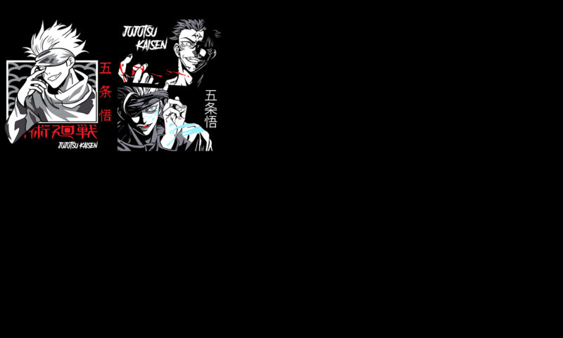12 Jujutsu Kaisen Vector T-Shirt Designs Bundle #1