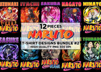 12 Naruto T-Shirt Designs Bundle #2