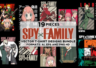 19 Spy Family Vector T-Shirt Designs Bundle #1