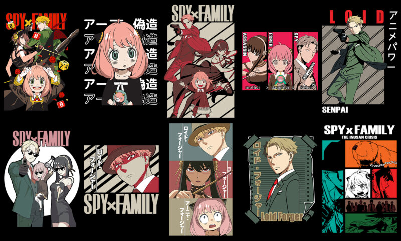 19 Spy Family Vector T-Shirt Designs Bundle #1