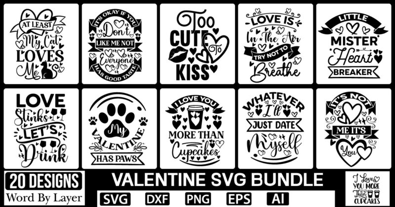 Valentine Svg Bundle Valentine svg, Kids Valentine svg Bundle, Valentine's Day svg, Love svg, Heart svg, Be mine svg, My first valentine's day, Valentine png, At Least My Cat Loves