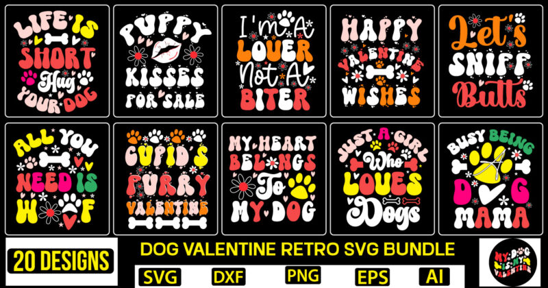 Dog Valentine Retro SVG Bundle Dog Valentine Retro SVG Bundle, DOG VALENTINE RETRO SVG BUNDLE,Retro Valentines SVG Bundle, Valentine Svg, Valentine Shirts Design, Cut File Cricut, Heart Svg, Love Svg,
