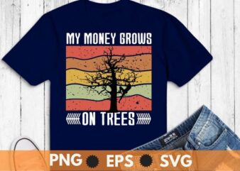 Arborist Mens Tree Climber Vintage My Money Grows On Trees T-Shirt design svg, Arborist shirt png, Climber shirt eps, Trimmer shirt svg