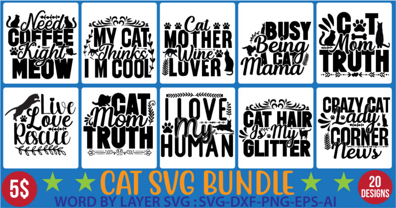 Cat svg bundle,Cat svg bundle, cat clipart, cat silhouette svg, meow svg bundle, cats svg bundle, cut files for cricut silhouette, svg, eps, png, dxf,Cat SVG, Cat Silhouette, Cat Bundle,