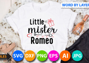 little mister romeo T-Shirt Design, little mister romeo SVG Cut File, Valentine svg, Kids Valentine svg Bundle, Valentine’s Day svg, Love svg, Heart svg, Be mine svg, My first valentine’s