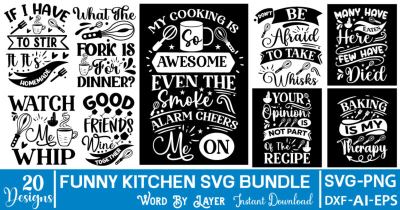 Kitchen Svg Bundle, Cut File, Funny Towel Design