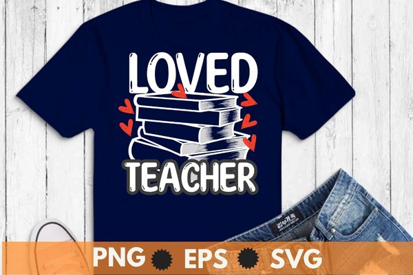 Valentines day one loved teacher retro groovy heart women t-shirt design svg