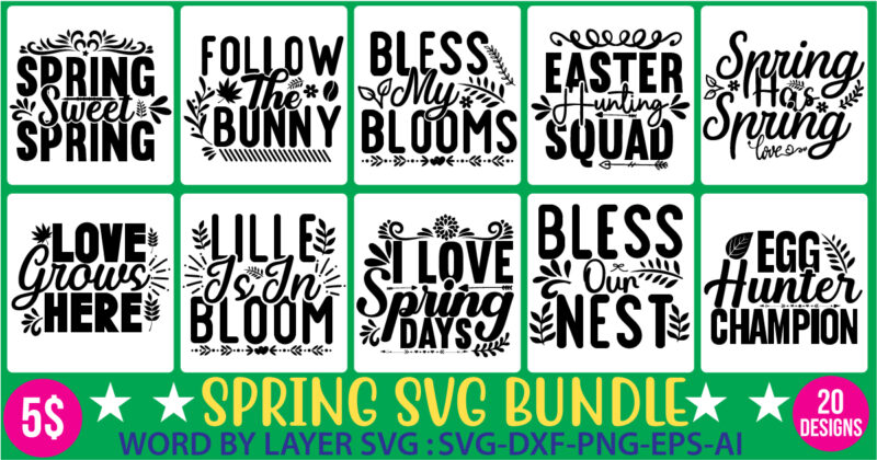 Spring Svg Bundle, Spring Sign Svg, Farmhouse Svg, Hello Spring Svg, Welcome Spring Svg, Spring Sayings Svg, Spring Png, Cut Files, Download,Spring SVG Bundle, Spring Svg, Easter Svg, Spring Design
