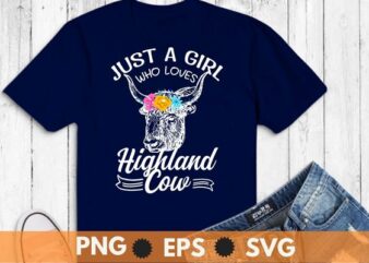 Just a Girl Who Loves Highland Cows shirt svg, Farmer, Cowgirl, Scottish Funny, Highland Cows girl-gifts, Farmer Cowgirl Scottish vector clipart