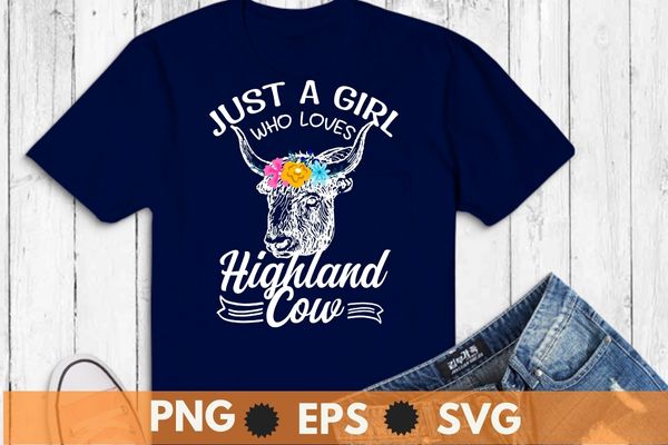 Just a girl who loves highland cows shirt svg, farmer, cowgirl, scottish funny, highland cows girl-gifts, farmer cowgirl scottish vector clipart