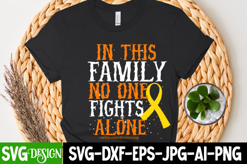 In This Family NO One Fights Alone T-Shirt Design, cerebral palsy svg,in this family no one fights alone svg, celebral palsy awareness svg, green ribbon svg, fight cancer svg, awareness