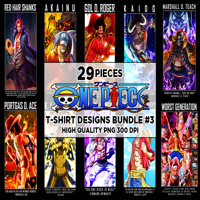 29 One Piece T-Shirt Designs Bundle #3